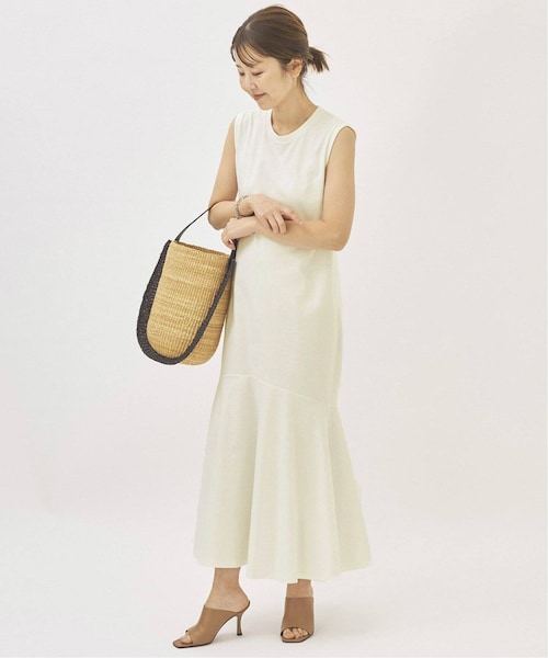美品 Plage プラージュ ティアードノースリーブワンピース グレー コットン ティアードノースリーブワンピース3（ワンピース）｜Plage