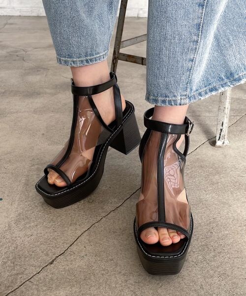 PAGEBOY（ページボーイ）の「ステッチソールサンダル（シューズ・レディース・ブラック09/ブラック系クリア10・M(23.5cm)/L(24.5cm)）」の2枚目の写真