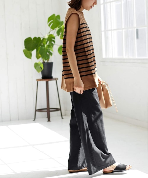 JOURNAL STANDARD relume（ジャーナルスタンダード　レリューム）の「《予約》リネンレーヨンタックセミワイドパンツ（パンツ・ブラック/(001)/36/在庫あり/38）」の6枚目の写真