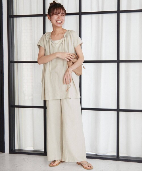 JOURNAL STANDARD relume（ジャーナルスタンダード　レリューム）の「《予約》リネンレーヨンタックセミワイドパンツ（パンツ・ブラック/(001)/36/在庫あり/38）」の11枚目の写真