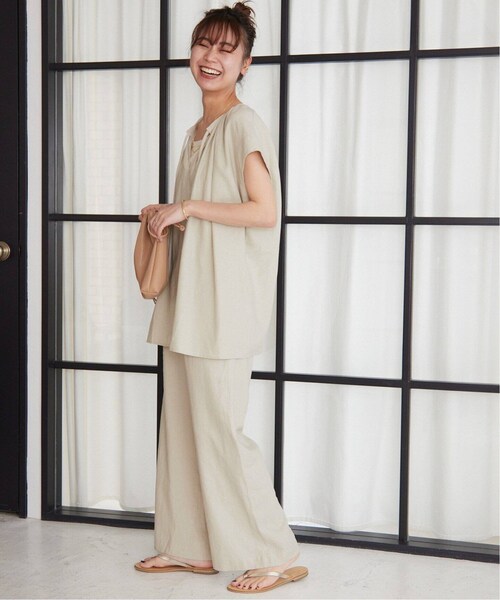 JOURNAL STANDARD relume（ジャーナルスタンダード　レリューム）の「《予約》リネンレーヨンタックセミワイドパンツ（パンツ・ブラック/(001)/36/在庫あり/38）」の12枚目の写真