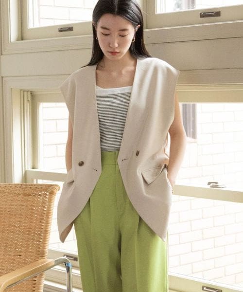 LOWRYS FARM（ローリーズファーム）の「バスケットルーズベスト（ジャケット/アウター・レディース・アイボリー08/ブラック09/ブラウン58/グリーン75・F）」の4枚目の写真