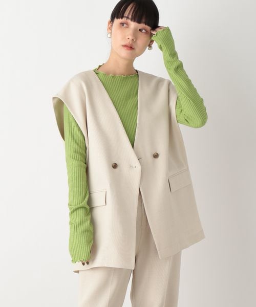 LOWRYS FARM（ローリーズファーム）の「バスケットルーズベスト（ジャケット/アウター・レディース・アイボリー08/ブラック09/ブラウン58/グリーン75・F）」の19枚目の写真