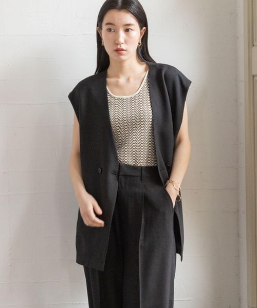 LOWRYS FARM（ローリーズファーム）の「バスケットルーズベスト（ジャケット/アウター・レディース・アイボリー08/ブラック09/ブラウン58/グリーン75・F）」の13枚目の写真