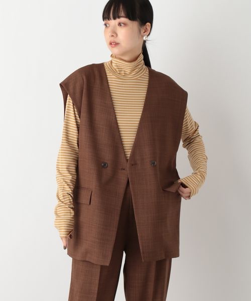 LOWRYS FARM（ローリーズファーム）の「バスケットルーズベスト（ジャケット/アウター・レディース・アイボリー08/ブラック09/ブラウン58/グリーン75・F）」の2枚目の写真