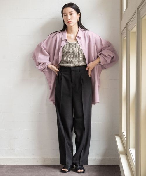 LOWRYS FARM（ローリーズファーム）の「バスケットワイドパンツ（パンツ・レディース・アイボリー08/ブラック09/ブラウン58・M/L）」の9枚目の写真