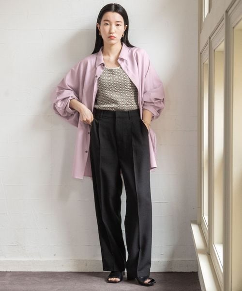 LOWRYS FARM（ローリーズファーム）の「バスケットワイドパンツ（パンツ・レディース・アイボリー08/ブラック09/ブラウン58・M/L）」の8枚目の写真