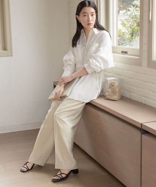 LOWRYS FARM(ローリーズファーム)の「スタイルUP/タックワイドパンツ(パンツ・レディース・アイボリー08/ブラック09/ブラウン58/グリーン72・S/M/L)」の10枚目の写真