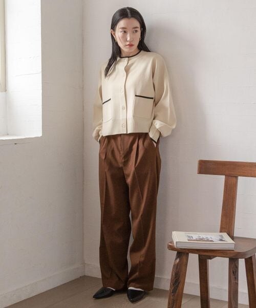 LOWRYS FARM(ローリーズファーム)の「スタイルUP/タックワイドパンツ(パンツ・レディース・アイボリー08/ブラック09/ブラウン58/グリーン72・S/M/L)」の20枚目の写真