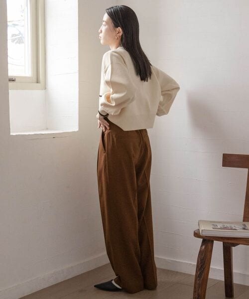 LOWRYS FARM(ローリーズファーム)の「スタイルUP/タックワイドパンツ(パンツ・レディース・アイボリー08/ブラック09/ブラウン58/グリーン72・S/M/L)」の19枚目の写真