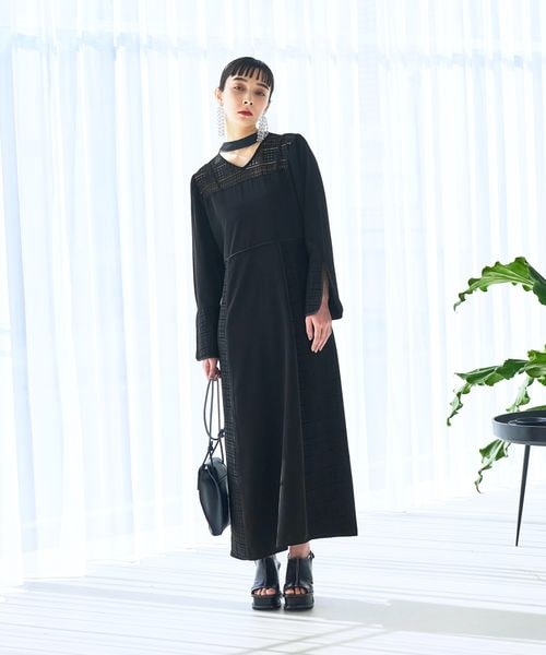 2Pレースキリカエジャケット＊ワンピース HARE ハレ 2Pレースキリカエジャケットドレス ブラック/M｜結婚式