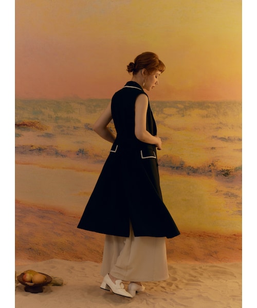 Marjorie（マージョリー）の「奧菲斯的豎琴，鑲邊造型無袖背心洋裝（ジャケット/アウター・レディース・深藍・S/M）」の7枚目の写真