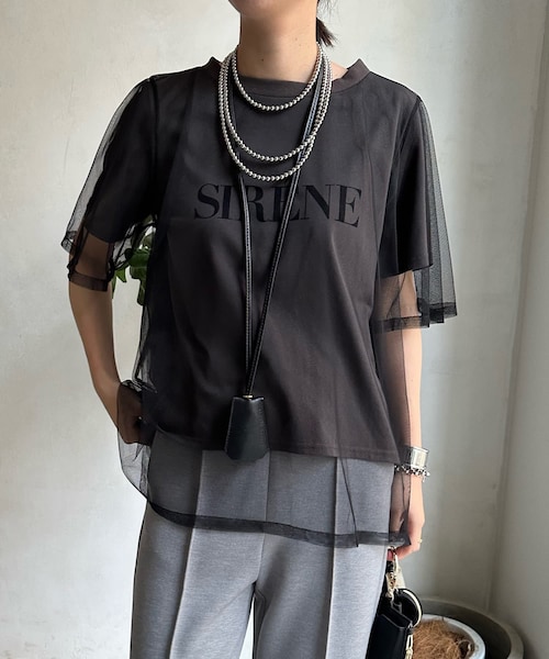 DouDou（ドゥドゥ）の「【WEB限定】チュールロゴTEE（Tシャツ