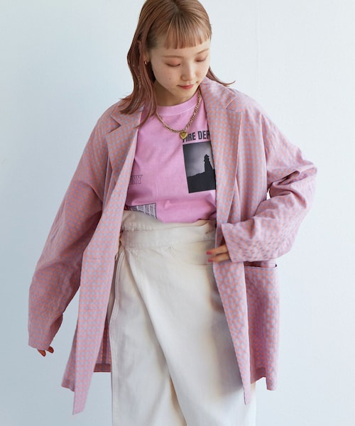 w closet(ダブルクローゼット)の「★先行予約★【セットアップ対応】ギンガムチェックテーラードジャケット【3月下旬入荷】(ジャケット/アウター・レディース・オフ/ブルー/サックス/オレンジ・FREE)」の19枚目の写真