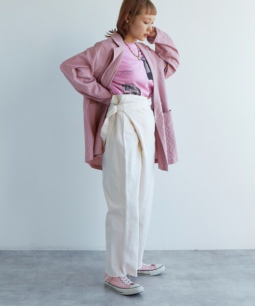 w closet(ダブルクローゼット)の「★先行予約★【セットアップ対応】ギンガムチェックテーラードジャケット【3月下旬入荷】(ジャケット/アウター・レディース・オフ/ブルー/サックス/オレンジ・FREE)」の21枚目の写真