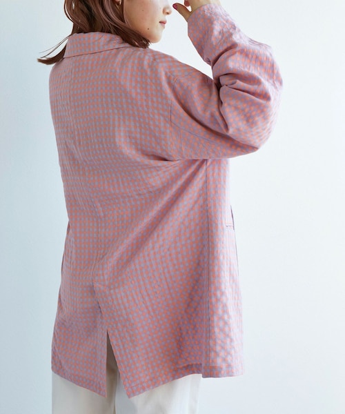 w closet(ダブルクローゼット)の「★先行予約★【セットアップ対応】ギンガムチェックテーラードジャケット【3月下旬入荷】(ジャケット/アウター・レディース・オフ/ブルー/サックス/オレンジ・FREE)」の17枚目の写真