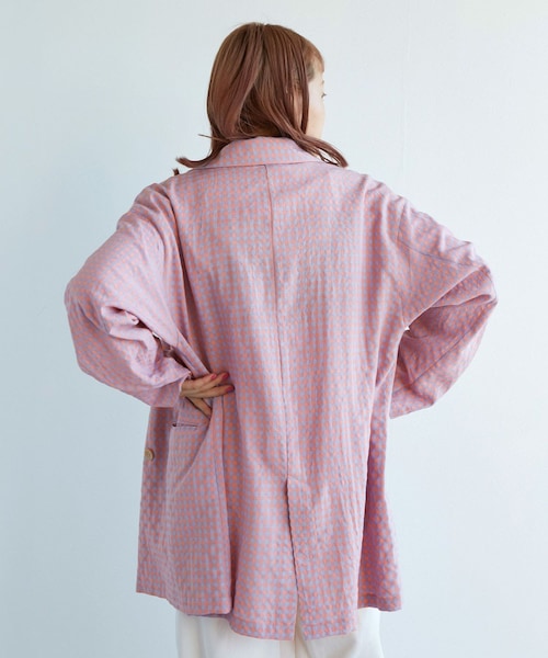 w closet(ダブルクローゼット)の「★先行予約★【セットアップ対応】ギンガムチェックテーラードジャケット【3月下旬入荷】(ジャケット/アウター・レディース・オフ/ブルー/サックス/オレンジ・FREE)」の18枚目の写真