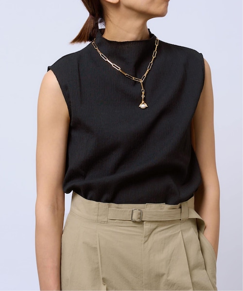 IENA LA BOUCLE 楊柳カットハイネックプルオーバー ブラック IENA（イエナ）の「《予約》IENA LA BOUCLE 楊柳カットハイネックプル