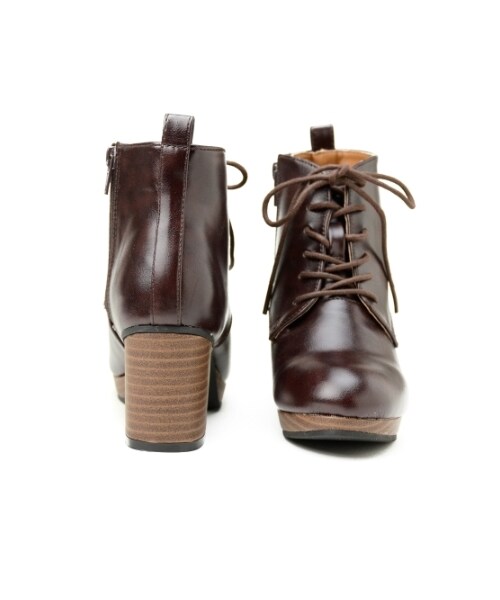 MAJESTIC LEGON（マジェスティックレゴン）の「編み上げブーティー（シューズ・レディース・D/ブラウン/ブラック柄/ブラック・S/M/L）」の3枚目の写真