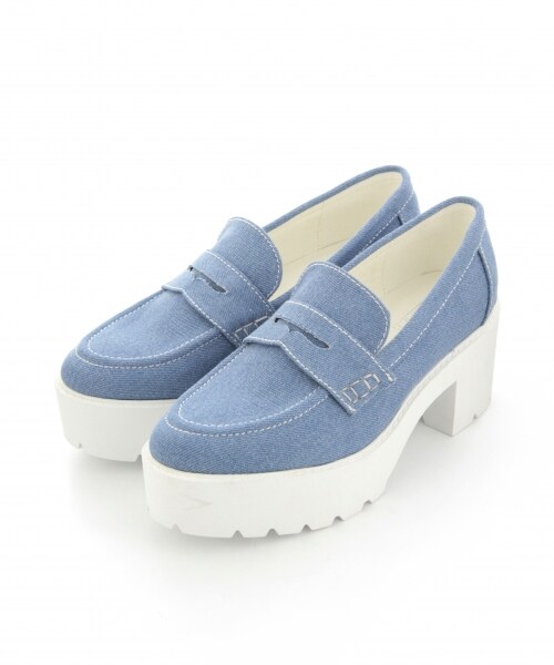 LOWRYS FARM（ローリーズファーム）の「ヒールローファー（シューズ・レディース・ホワイト/ブラック/デニム・Ｍ/Ｌ）」の3枚目の写真