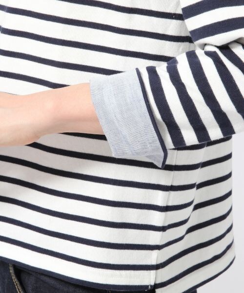 GLOBAL WORK（グローバルワーク）の「ソデカフスボーダープルオーバー８分袖（トップス・レディース・ホワイト×ネイビー05/ホワイト×レッド06/ネイビー×ホワイト88/ネイビー×グリーン89・Ｓ/Ｍ/Ｌ）」の15枚目の写真