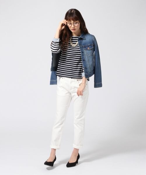 GLOBAL WORK（グローバルワーク）の「ソデカフスボーダープルオーバー８分袖（トップス・レディース・ホワイト×ネイビー05/ホワイト×レッド06/ネイビー×ホワイト88/ネイビー×グリーン89・Ｓ/Ｍ/Ｌ）」の6枚目の写真