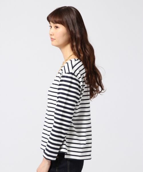 GLOBAL WORK（グローバルワーク）の「ソデカフスボーダープルオーバー８分袖（トップス・レディース・ホワイト×ネイビー05/ホワイト×レッド06/ネイビー×ホワイト88/ネイビー×グリーン89・Ｓ/Ｍ/Ｌ）」の9枚目の写真