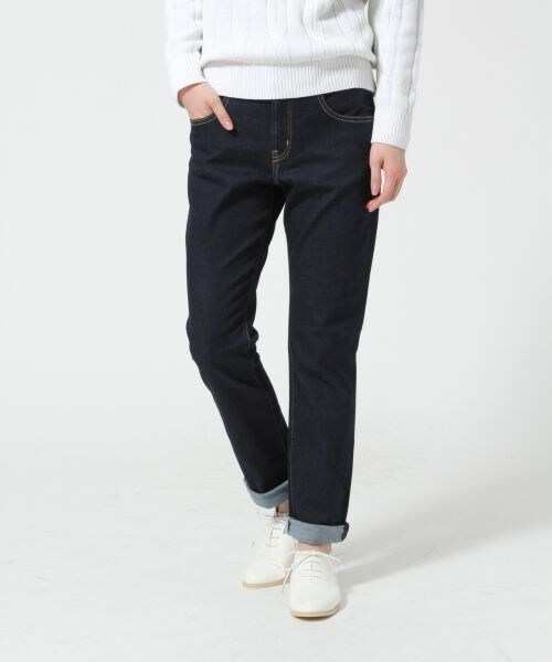 GLOBAL WORK（グローバルワーク）の「【定番人気】デニムテーパードパンツ（パンツ・レディース・ホワイト05/ブルー83/ネイビー89・Ｓ/Ｍ/Ｌ）」の3枚目の写真