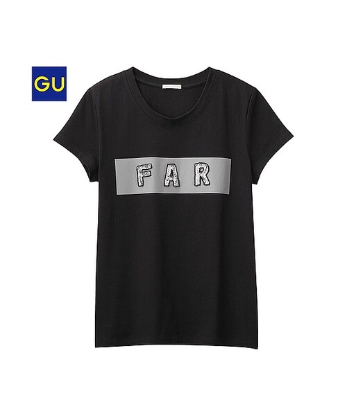 GU(ジーユー)の「(GU)グラフィックT(ロゴ・半袖)(WOMEN ⁄ グラフィックTシャツ・レディース・OFF WHITE/BLACK・M/L/S)」の2枚目の写真