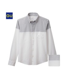 GU | （GU）オックスカラーブロックシャツ（長袖）(トップス)