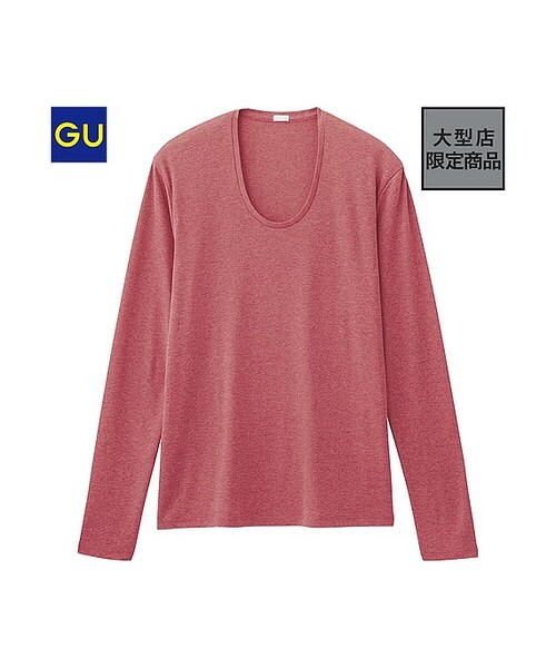 GU（ジーユー）の「（GU）フライスＵネックＴ（長袖）（MEN ⁄ カットソー・メンズ・BLACK/OFF WHITE/NAVY/GRAY/RED/DARK GRAY・XL/M/S/L）」の6枚目の写真