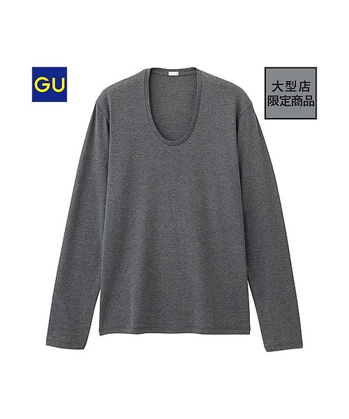 GU（ジーユー）の「（GU）フライスＵネックＴ（長袖）（MEN ⁄ カットソー・メンズ・BLACK/OFF WHITE/NAVY/GRAY/RED/DARK GRAY・XL/M/S/L）」の4枚目の写真
