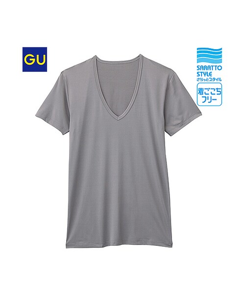 GU（ジーユー）の「（GU）さらっとストレッチＶネックＴ（半袖）Ａ（MEN ⁄ インナーTシャツ・メンズ・OFF WHITE/GRAY/BLACK/NAVY・S/XL/M/L）」の3枚目の写真