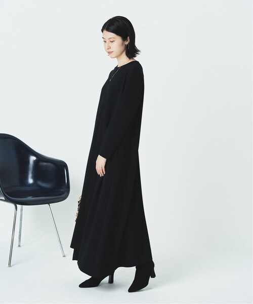 【美品】アルディーノアール　ロングワンピース　フレア　ブラック　長袖　38 美品】アルディーノアール ロングワンピース フレア ブラック