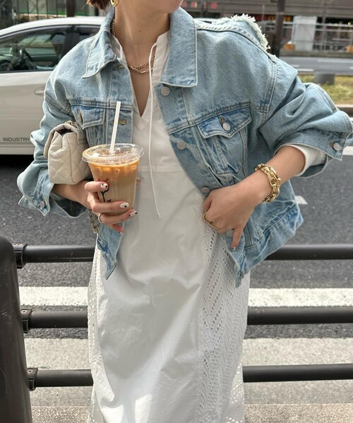 DouDou(ドゥドゥ)の「Gジャン(ジャケット/アウター・レディース・スカイブルー/ブルー・F)」の1枚目の写真