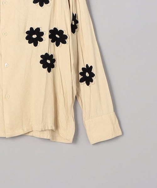 トップス NOMA t.d.: FLORAL HAND EMBROIDERY SHIRT Noma t.d. Men's Flower Hand Embroidery Shirt in Black NOMA t.d.