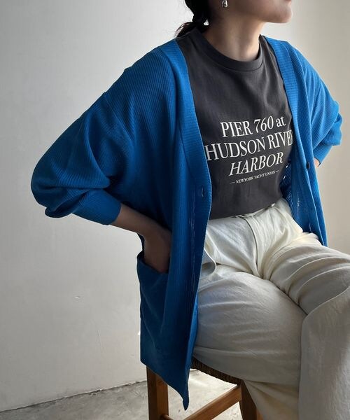 LOWRYS FARM（ローリーズファーム）の「ハイゲージミドルカーディガンロングスリーブ（トップス・アイボリー08/ブラック09/グリーン72/ブルー85・FREE）」の15枚目の写真