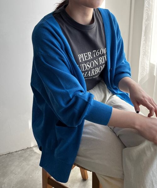 LOWRYS FARM（ローリーズファーム）の「ハイゲージミドルカーディガンロングスリーブ（トップス・アイボリー08/ブラック09/グリーン72/ブルー85・FREE）」の17枚目の写真