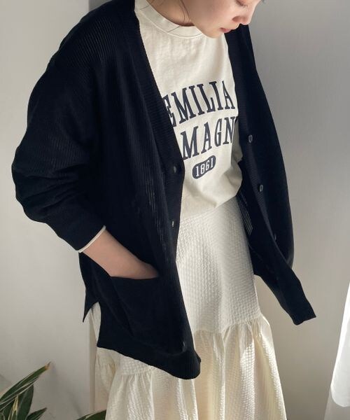 LOWRYS FARM（ローリーズファーム）の「ハイゲージミドルカーディガンロングスリーブ（トップス・アイボリー08/ブラック09/グリーン72/ブルー85・FREE）」の9枚目の写真