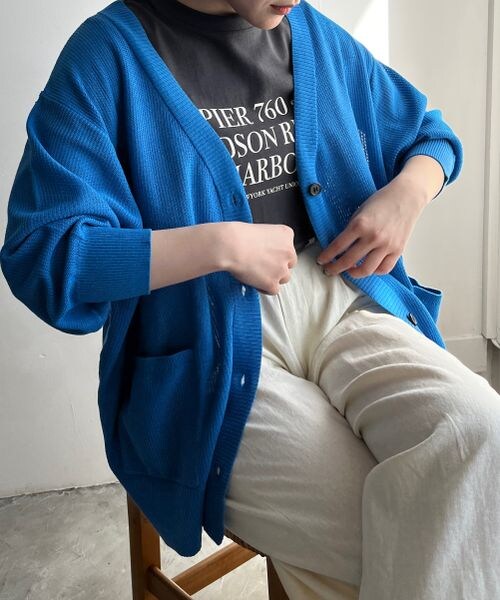 LOWRYS FARM（ローリーズファーム）の「ハイゲージミドルカーディガンロングスリーブ（トップス・アイボリー08/ブラック09/グリーン72/ブルー85・FREE）」の16枚目の写真