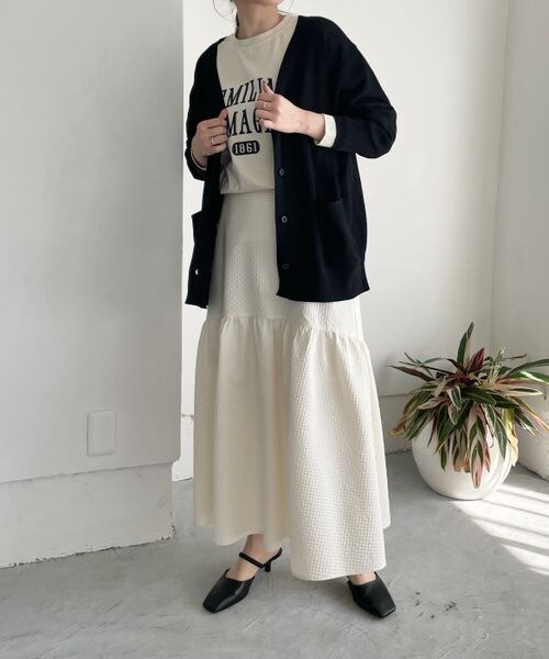 LOWRYS FARM（ローリーズファーム）の「ハイゲージミドルカーディガンロングスリーブ（トップス・アイボリー08/ブラック09/グリーン72/ブルー85・FREE）」の8枚目の写真