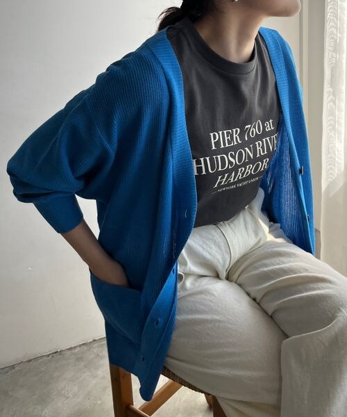 LOWRYS FARM（ローリーズファーム）の「ハイゲージミドルカーディガンロングスリーブ（トップス・アイボリー08/ブラック09/グリーン72/ブルー85・FREE）」の2枚目の写真