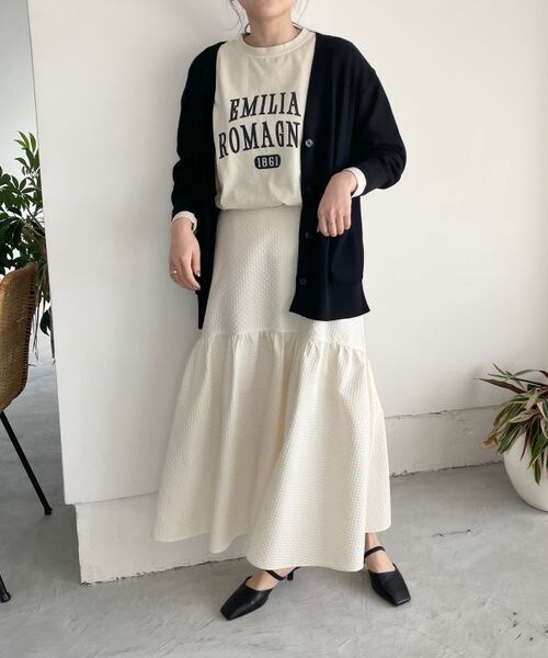 LOWRYS FARM（ローリーズファーム）の「ハイゲージミドルカーディガンロングスリーブ（トップス・アイボリー08/ブラック09/グリーン72/ブルー85・FREE）」の7枚目の写真