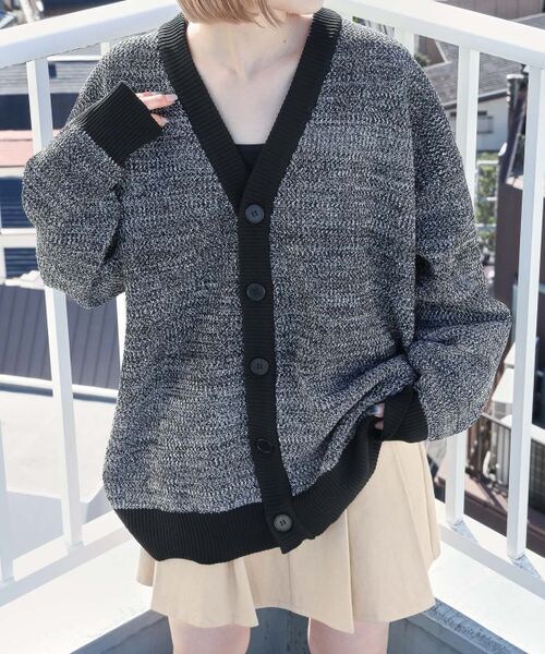 PAGEBOY（ページボーイ）の「ワッフルカラーカーデ（トップス・レディース・ブラック09/ピンク25/グリーン75/ブルー85・FREE）」の7枚目の写真