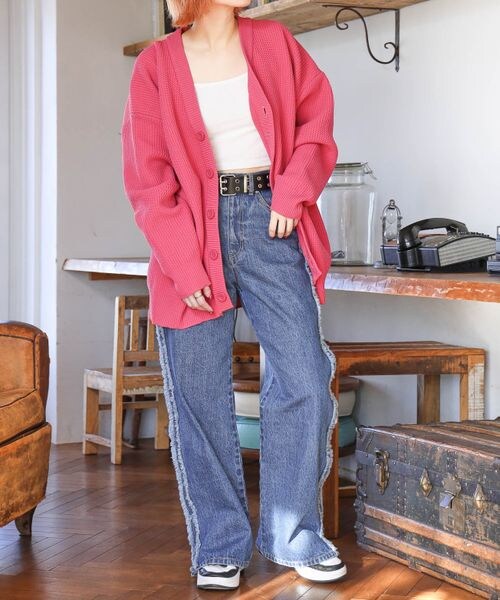 PAGEBOY（ページボーイ）の「ワッフルカラーカーデ（トップス・レディース・ブラック09/ピンク25/グリーン75/ブルー85・FREE）」の15枚目の写真