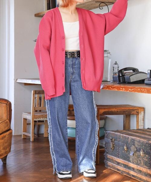 PAGEBOY（ページボーイ）の「ワッフルカラーカーデ（トップス・レディース・ブラック09/ピンク25/グリーン75/ブルー85・FREE）」の14枚目の写真