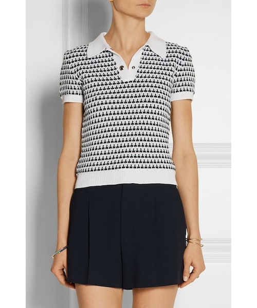 A♡♡　Mi u Mi u ポロシャツ　シルクとコットン混紡 送料無料》 MIU MIU Silk and cotton knit polo shirt (MiuMiu