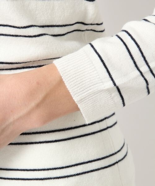 Heather（ヘザー）の「【WEB先行販売】マルチボーダーオフショルニット7分袖（トップス・レディース・ホワイト/ライトピンク/ネイビー・FREE）」の8枚目の写真