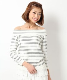 Heather | 【WEB先行販売】マルチボーダーオフショルニット7分袖(トップス)