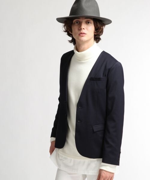 HARE（ハレ）の「ノーカラーテーラードジャケット（ジャケット/アウター・メンズ・ライトグレー/ネイビー・Ｓ/Ｍ）」の2枚目の写真